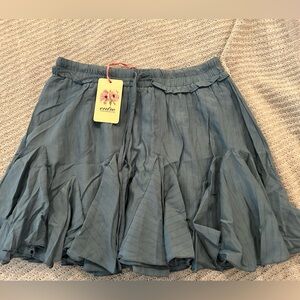 NWT Entro Blue Tassel Tie Pleated Skirt Size Small